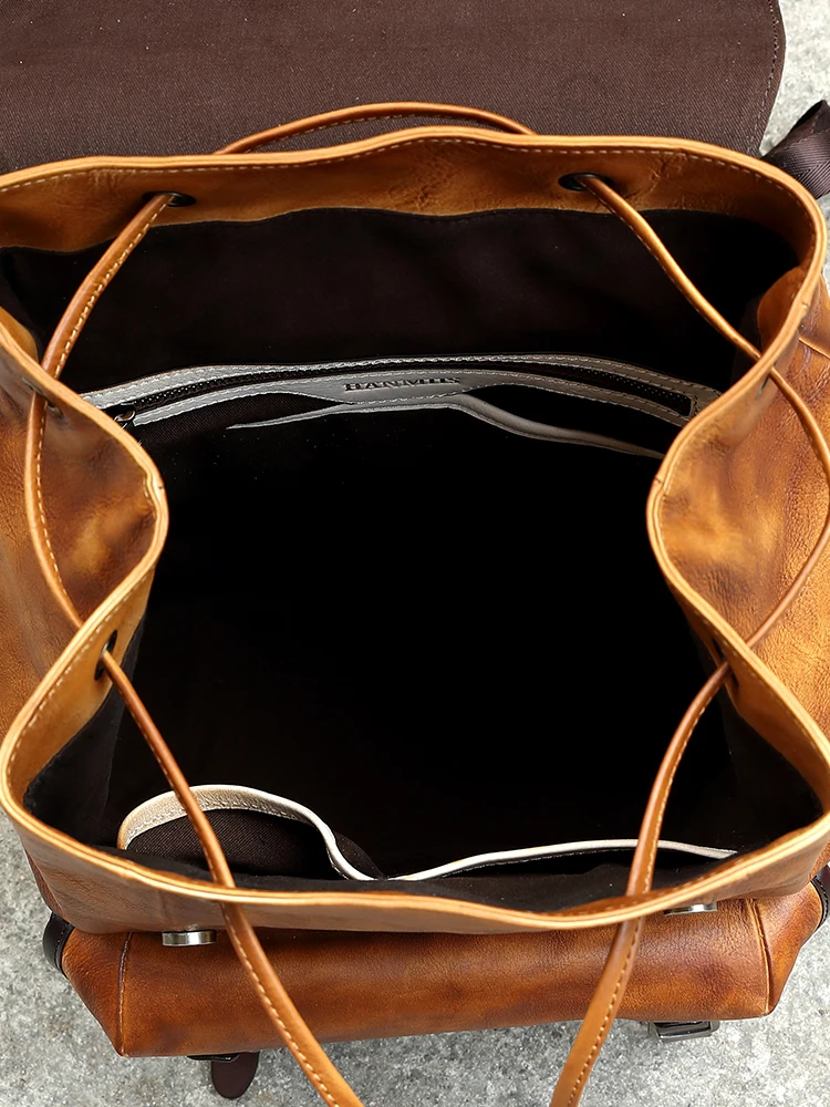 Рюкзак мужской из воловьей кожи Вместительная дорожная сумка для альпинизма