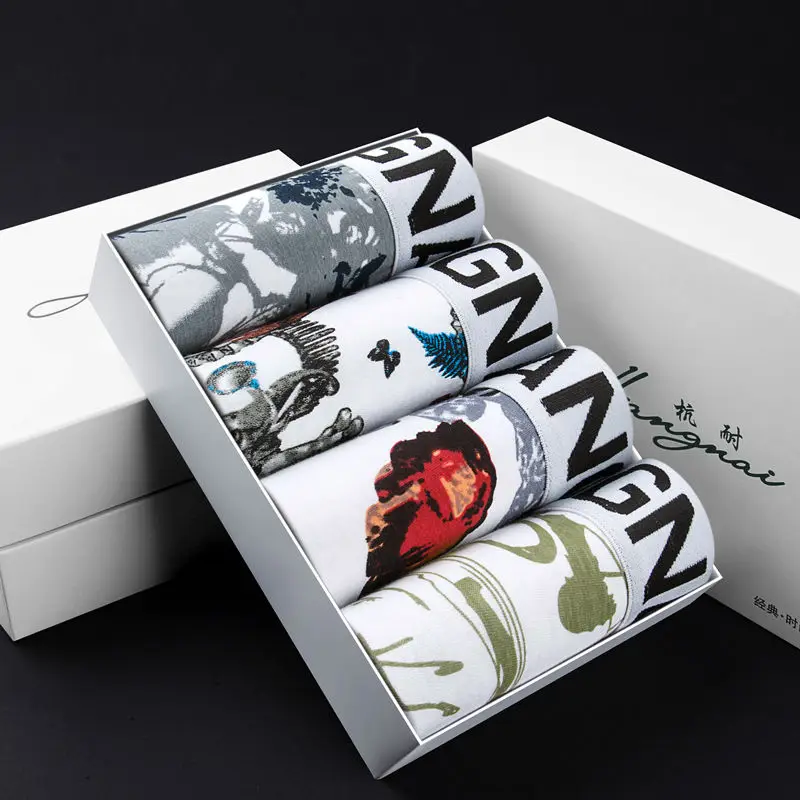 

3/4pcs Boxer Men's Underwear Cotton Underpants Male Fashion Print Men Panties Sexy Comfort Shorts Underwear Boxer Shorts Cuecas