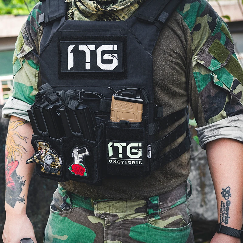 OneTigris тактический высокоскоростной двойной подсумок для AK AR15 винтовки кобура с магазином двухслойный чехол для 4 Mags