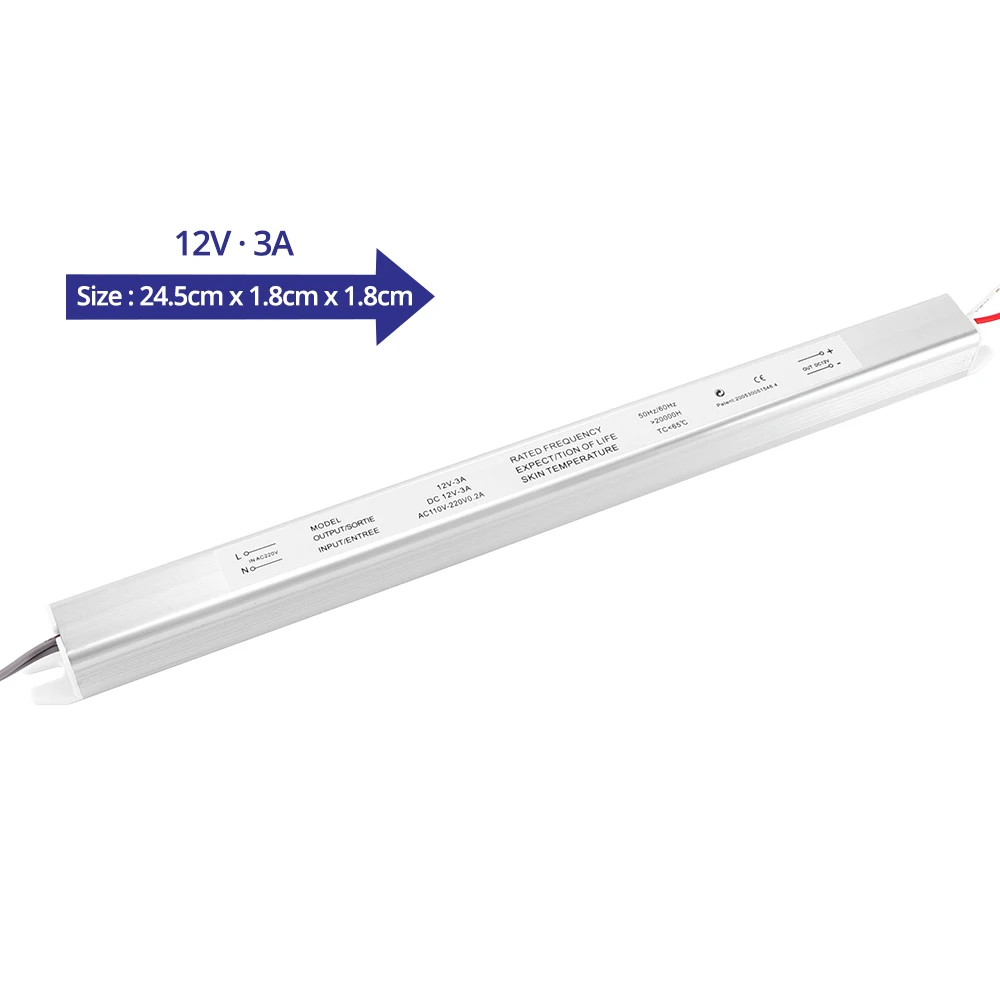 12V-3A AC110V-220V светодиодный трансформатор 24 В/12 В 1.5A 2A 3A 4A 5A ультра тонкий импульсный режим источник питания для рекламы светильник Светодиодная лента - Цвет: 12V-3A