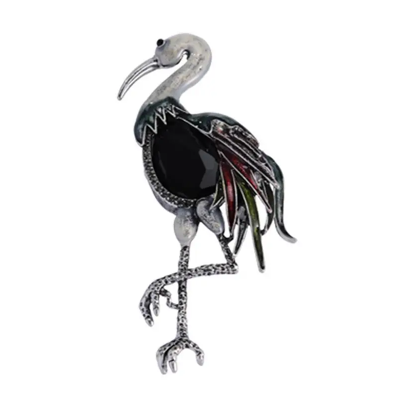 Doluo новый узор красная Коронная брошь с дизайном журавль стразы Фламинго булавка