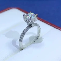 classic solid 925 sterling silver wedding ring luxury round diamond party engagement rings for women jewelry gift wholesale