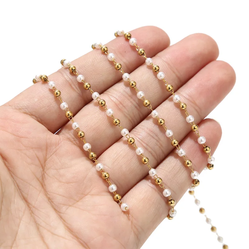 Цепочки из нержавеющей стали с искусственным жемчугом ювелирные изделия сделай