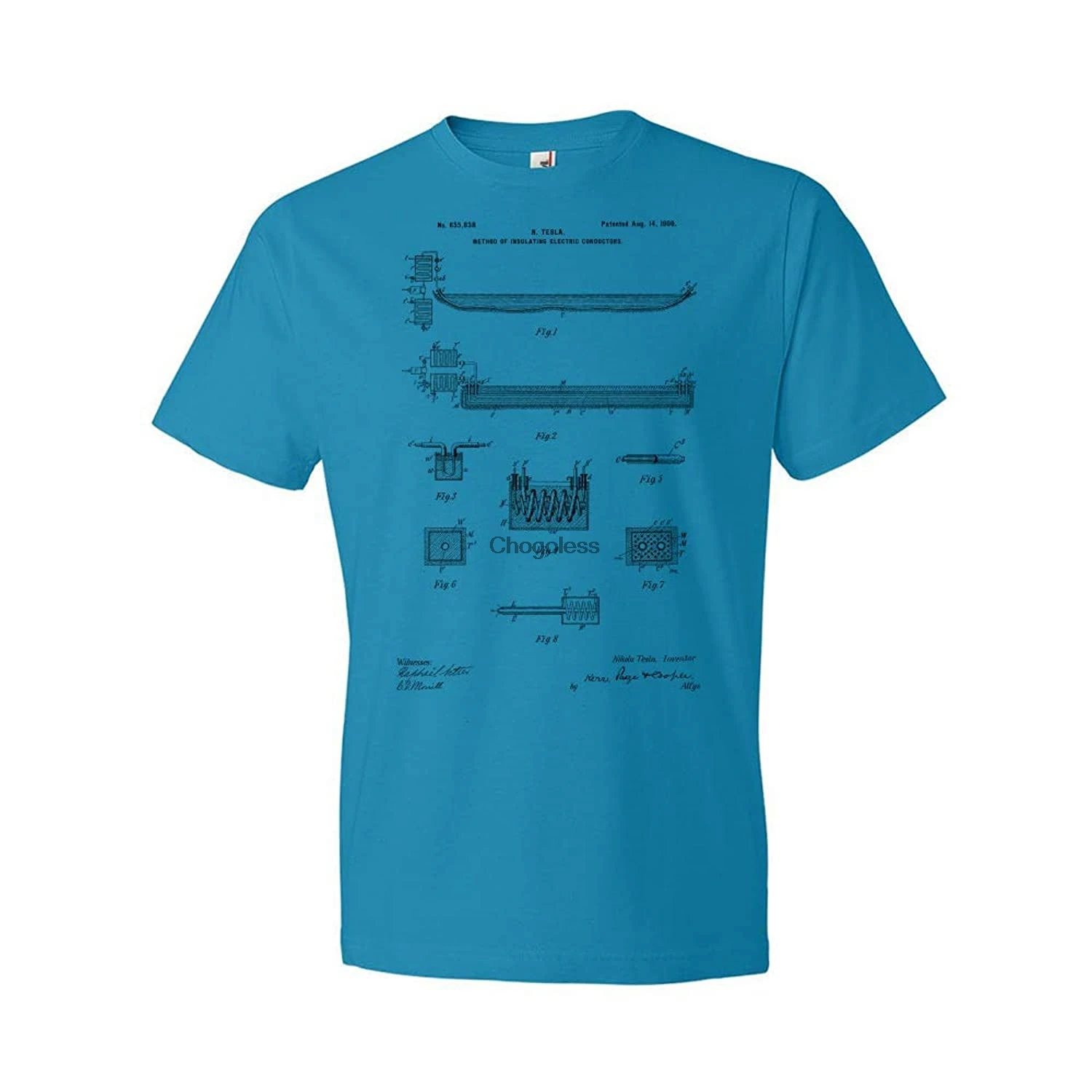 

Patent Earth Nikola Tesla Conductor Insulation T-Shirt Physics Student Gift Tesla Invention