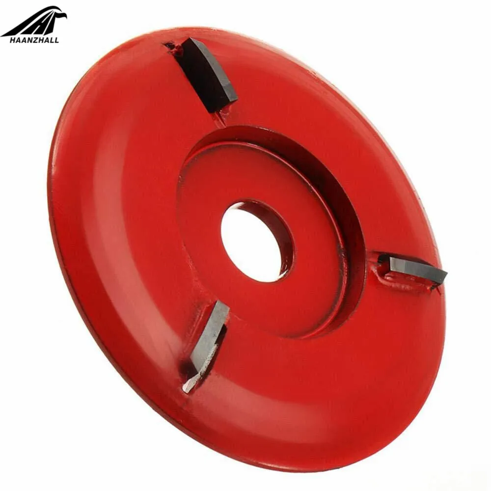 3 tooth round red Мощность резьба по дереву дисковая угловая шлифовальная машина Деревообрабатывающий турбо Круглый/самолет для 16 мм апертура угловая шлифовальная машина вложение фреза - Цвет: 3 tooth round red