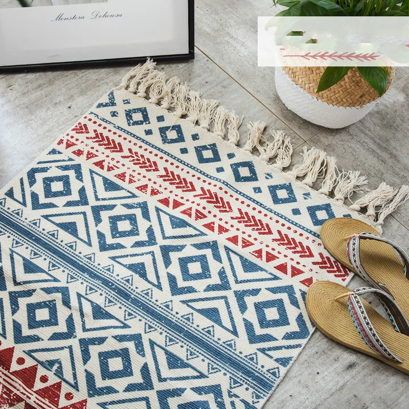 Ковры в богемном стиле хлопковые плетеные коврики для гостиной спальни декор с