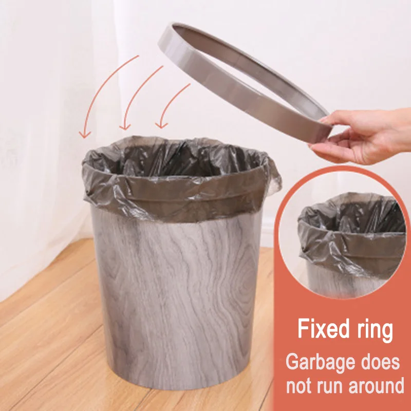 

12 л корзина для мусора, прочная корзина для мусора с отделкой под дерево, в европейском стиле, мусорная корзина для ванной комнаты, домашние ...