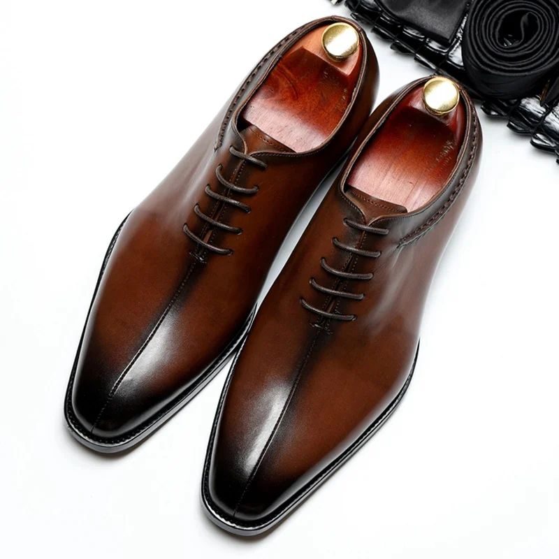 Высокое качество Мужские ботинки ручной работы вечерние свадебные туфли из