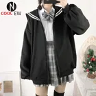 Женская куртка в стиле Харадзюку, милая бейсбольная форма в колледжском стиле, повседневная полосатая кофта с матросским воротником на молнии, кардиган, пальто, 2021