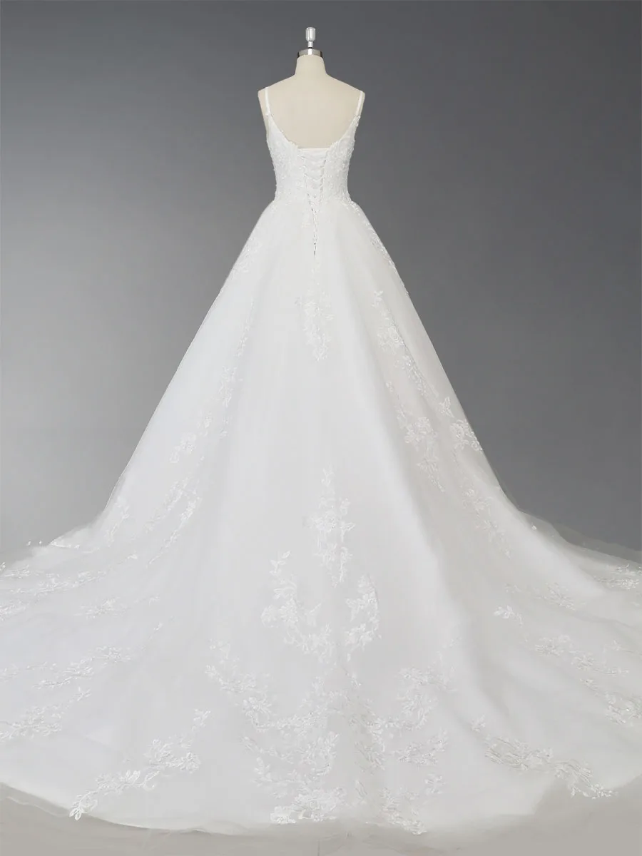 Бальное платье Спагетти ремни суд Поезд шифон свадебное с аппликацией| |