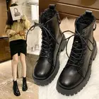 Женские бархатные ботинки Martn, зимняя хлопковая обувь на молнии в британском стиле, новинка 20, осенние кожаные ботинки, дикая обувь с высоким берцем