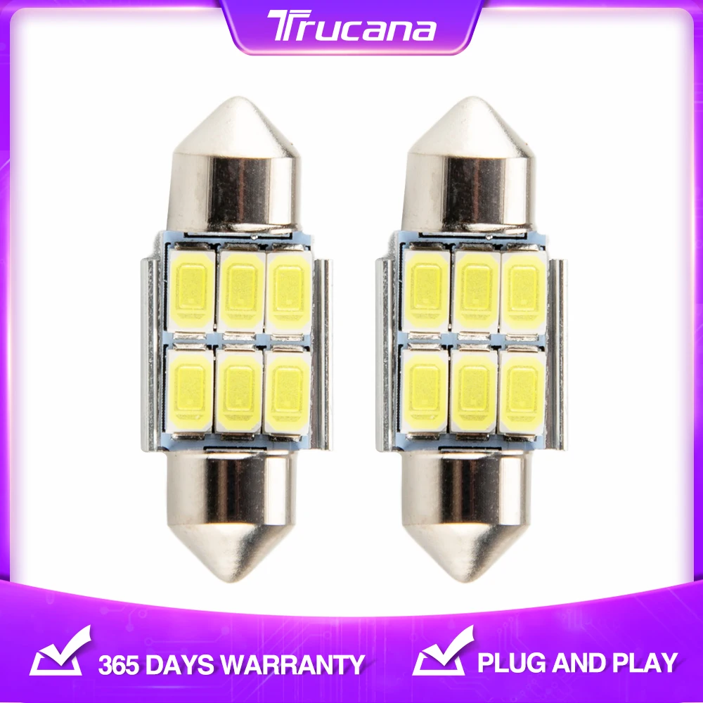 

2 шт., супер ярсветодиодный светодиодные лампы для салона автомобиля, 31 мм, C5W, C10W, 12 В