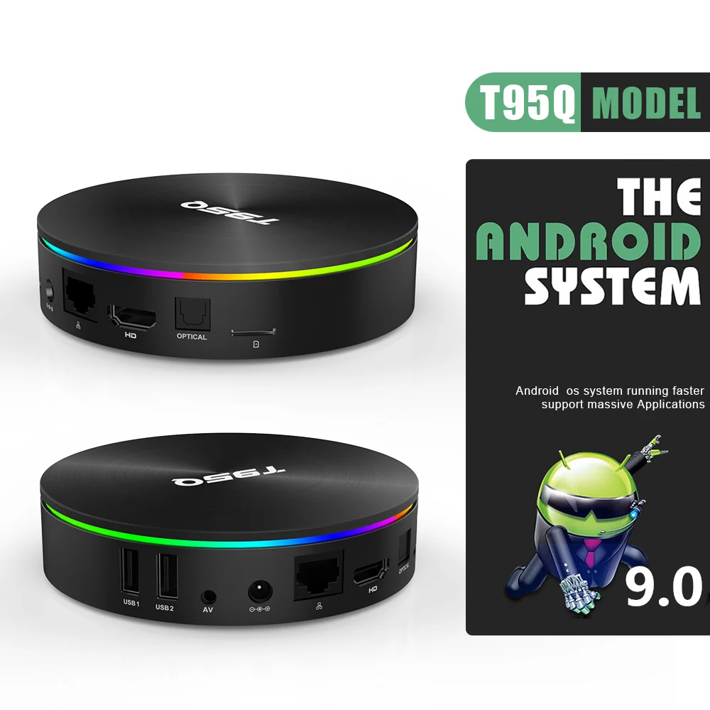 ТВ приставка Android 9 0 T95Q Box 4 Гб 64 ГБ DDR3 Amlogic S905X2 четырехъядерный 2 ГГц и 5 двойной Wifi