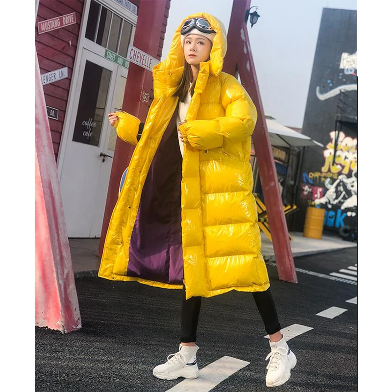 Теплая блестящая парка из лакированной кожи женская куртка на молнии Женская