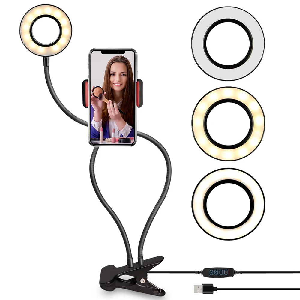 

Фотостудия селфи светодиодный кольцевой светильник с гибким держатель для мобильного или сотового телефона для Youtube живой паровой макияж д...