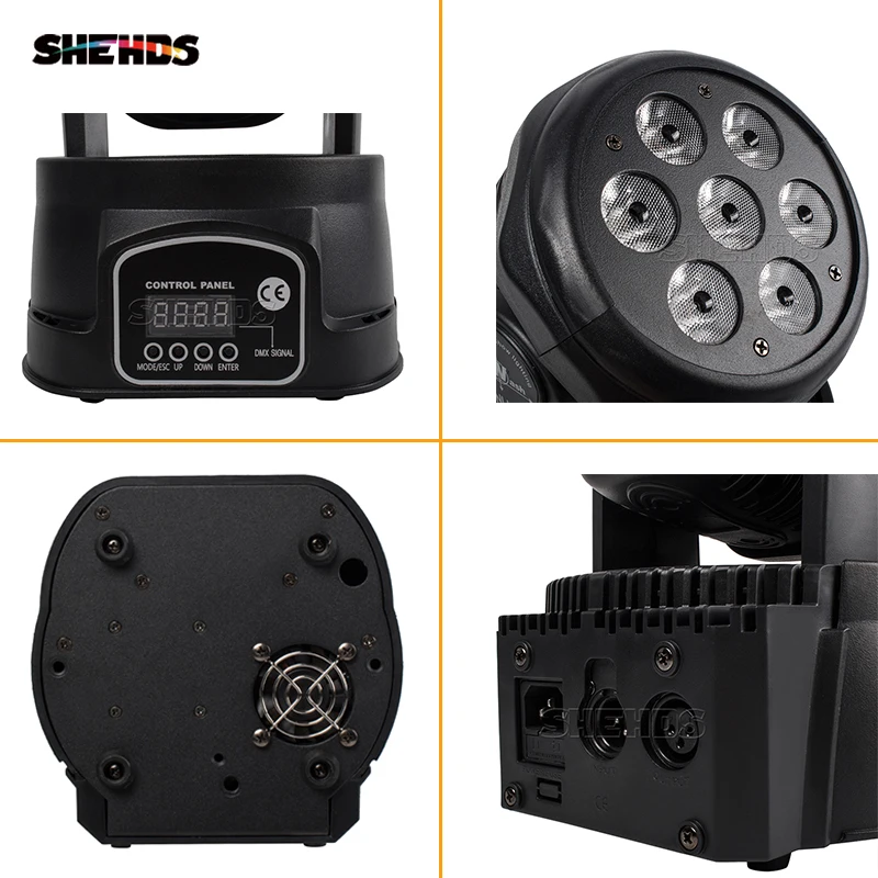 Светодиодный светильник 6 в 1 с вращающейся головкой 7x18 Вт|Эффект освещения сцены|