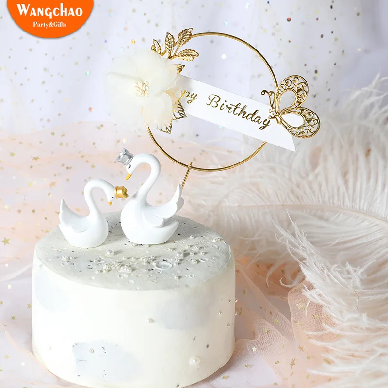 Бабочка цветок железная гирлянда топпер для торта С Днем Рождения королевская