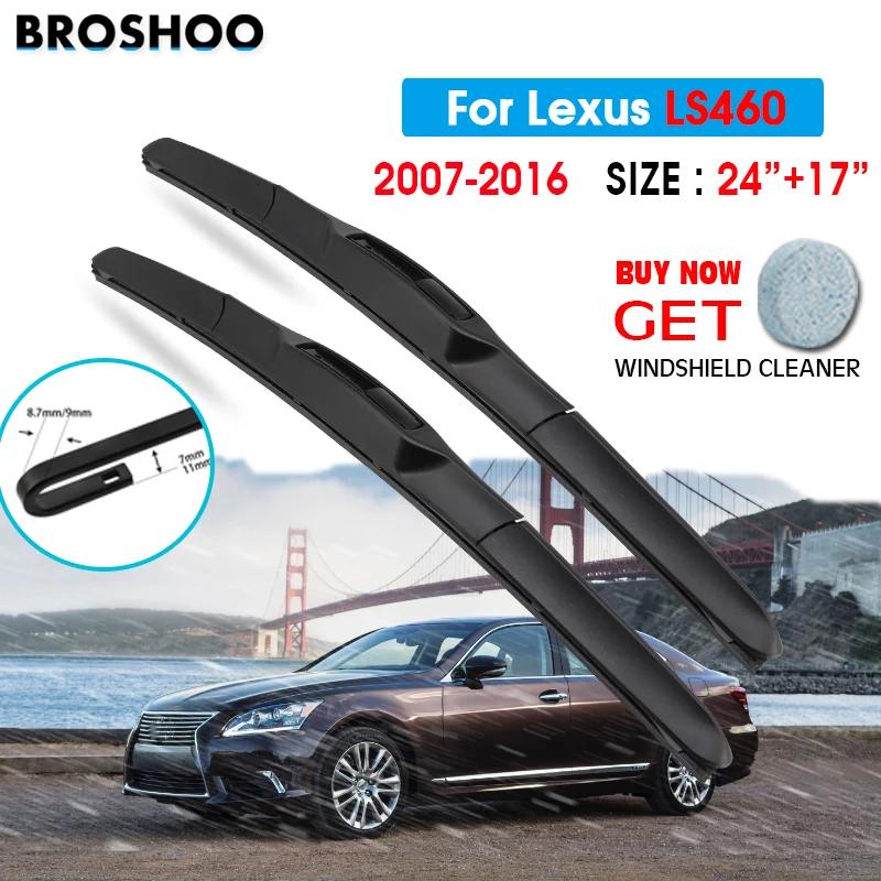 

Car Wiper Blade For Lexus LS460 24"+17" 2007-2016 Atuo Windscreen Windshield Wipers Blades Window Wash Fit U Hook Arms
