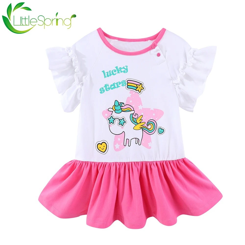 LittleSpring/платье для маленьких девочек Платье с оборками в виде единорога без