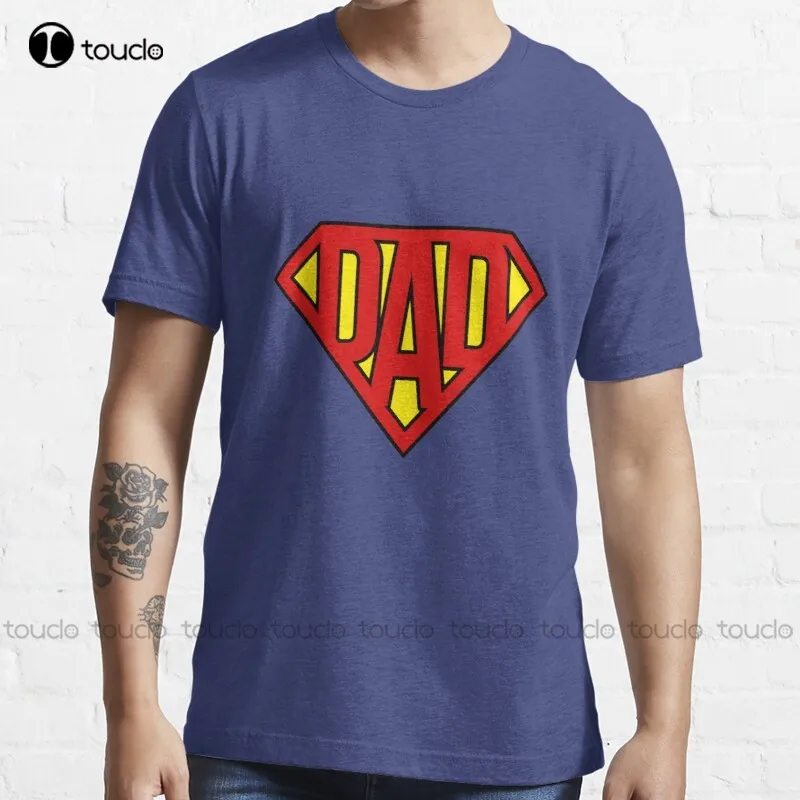 

New Super Dad Daddy Father Papa Pop Pops Best Fathers Day Best Dad T-Shirt Cotton Tee Shirt big and tall shirts for men