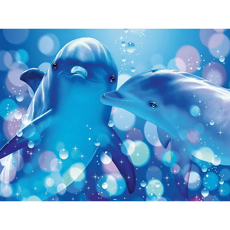 Full Round DIY 5D Diamond Painting Dolphin Love Kiss 3D Embroidery Landscape Plant Cross Stitch Handmade Home Decor K54 | Дом и сад