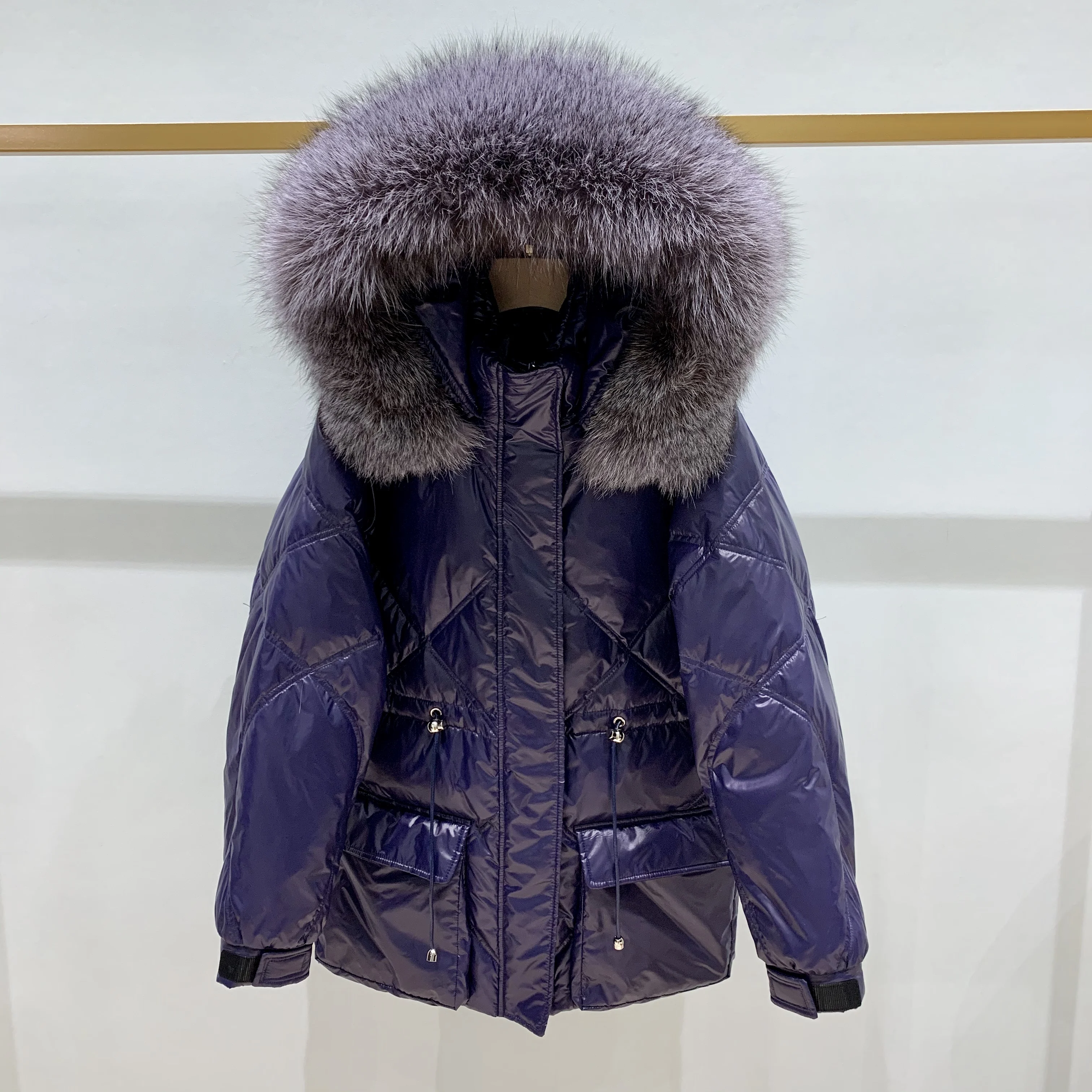 

Large Real Natural Fox Fur Collar 2020 Winter 90%White Duck Down Parka Women Thick Warm Loose Down Coat Hooded Down Snow Outwear