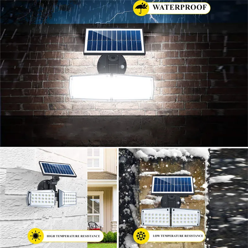 42LED/80COB Солнечный настенный светильник Открытый водонепроницаемый солнечный s PIR