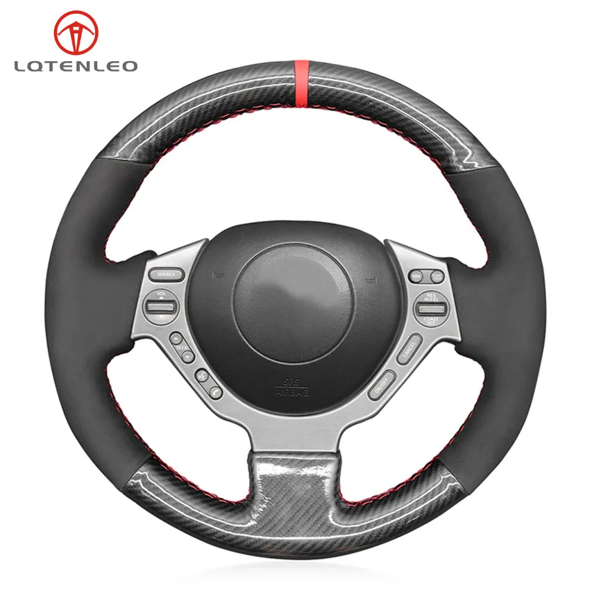 

LQTENLEO Carbon Fiber Black Suede Steering Wheel Cover For Nissan GTR GT-R (Nismo) 2008 2009 2010 2011 2012 2013 2014 2015 2016