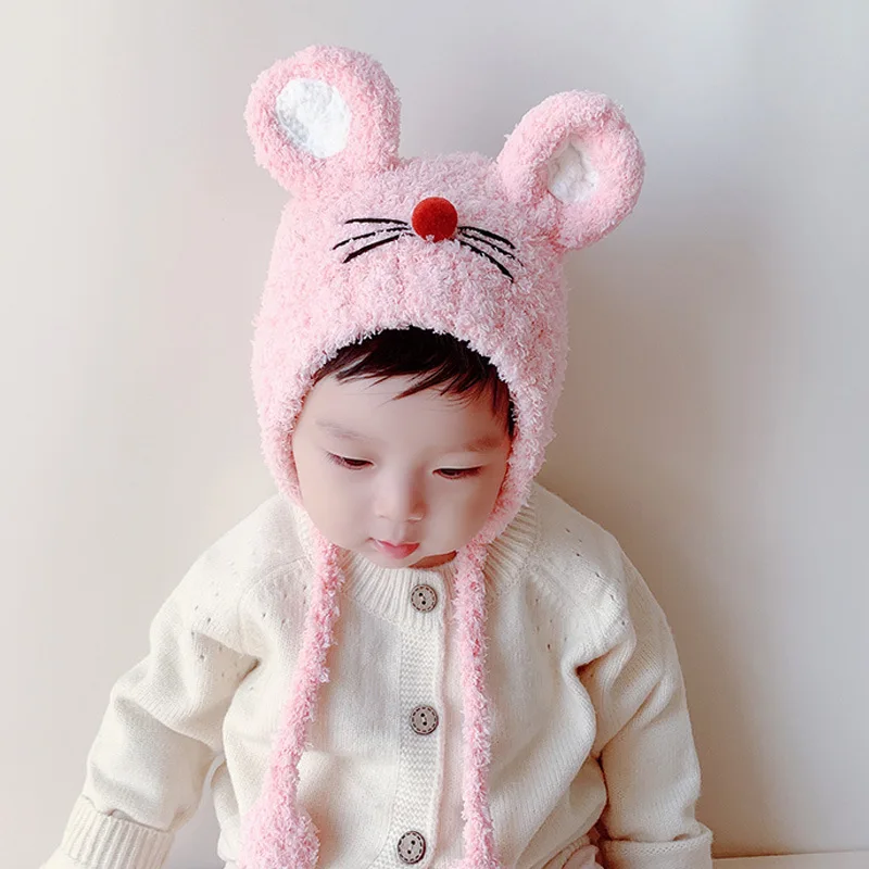 

The New Version Of Autumn And Winter Male And Female Babies Wool Ear Protection Hat Fashion Wild Embroidery Cute Old Rat Hat