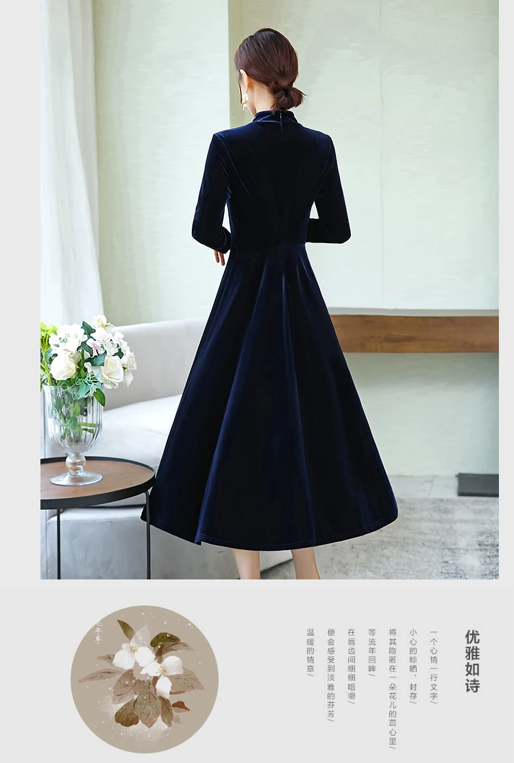 M-XXXXL vrouwen jurk; коллекция года; сезон осень-зима; китайский стиль; Национальный стиль; женский Улучшенный Чонсам; большие размеры