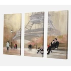 Холст, напечатанный Hd романтический французский домашний декор, картины для влюбленных, 3 шт., настенная живопись картины с видами Парижа для спальни, модульная рамка