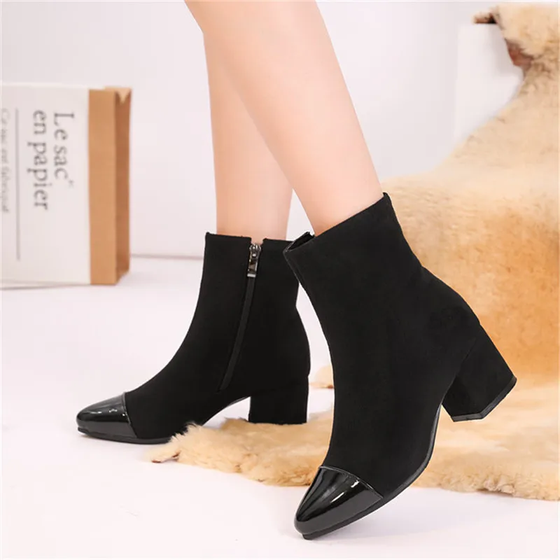 Женские ботильоны большие размеры 34-43 зимние ботинки женские теплые плюшевые |