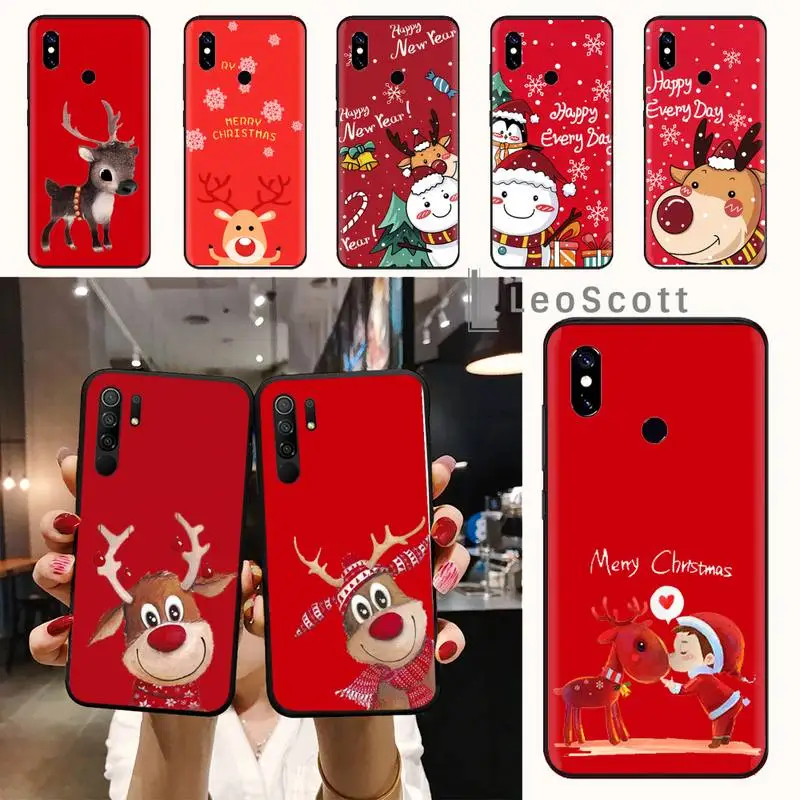 

Christmas Deer cute Bear cartoon Phone Case For Xiaomi Redmi note 7 8 9 t max3 s 10 pro lite funda shell coque cover