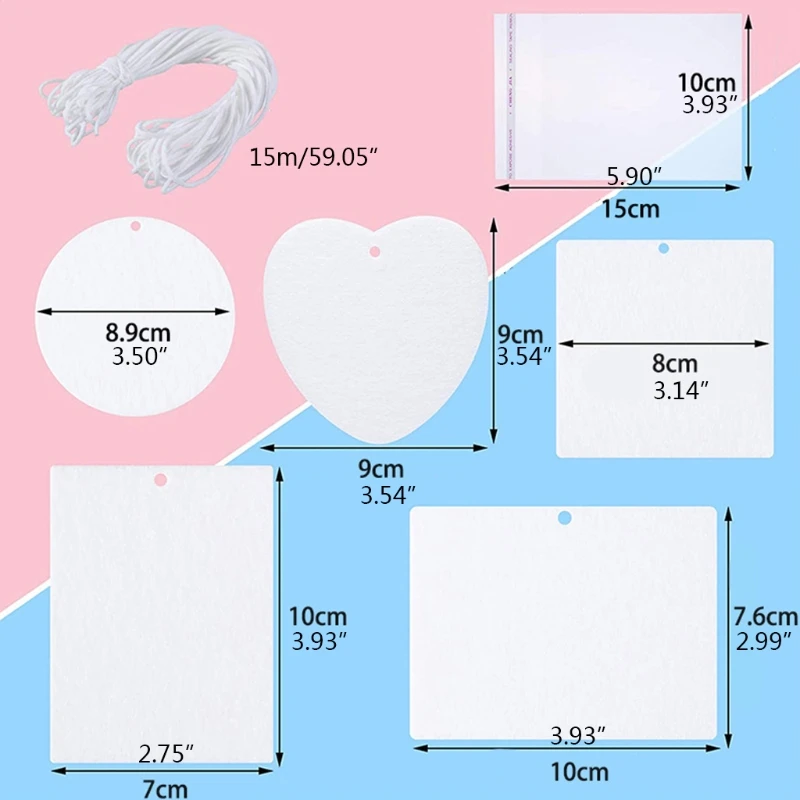 

G2AF 100 Pieces Sublimation Air Freshener Blanks DIY Air Freshener Scented Sheets Blank Car Pressed Felt Blanks for DIY Heat for