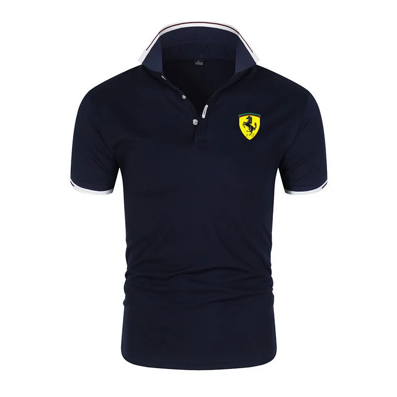 

Summer new Ferrari Polo shirt British breathable brand large size printing fashion men's clothing Harajuku splicing lapel casual