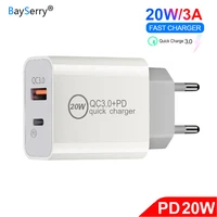 bayserry 20w usb c pd charger eu plug travel mobile phone charger qc 3 0 adapter samsung s21 s20 note 20 for iphone 12 11 pro 8