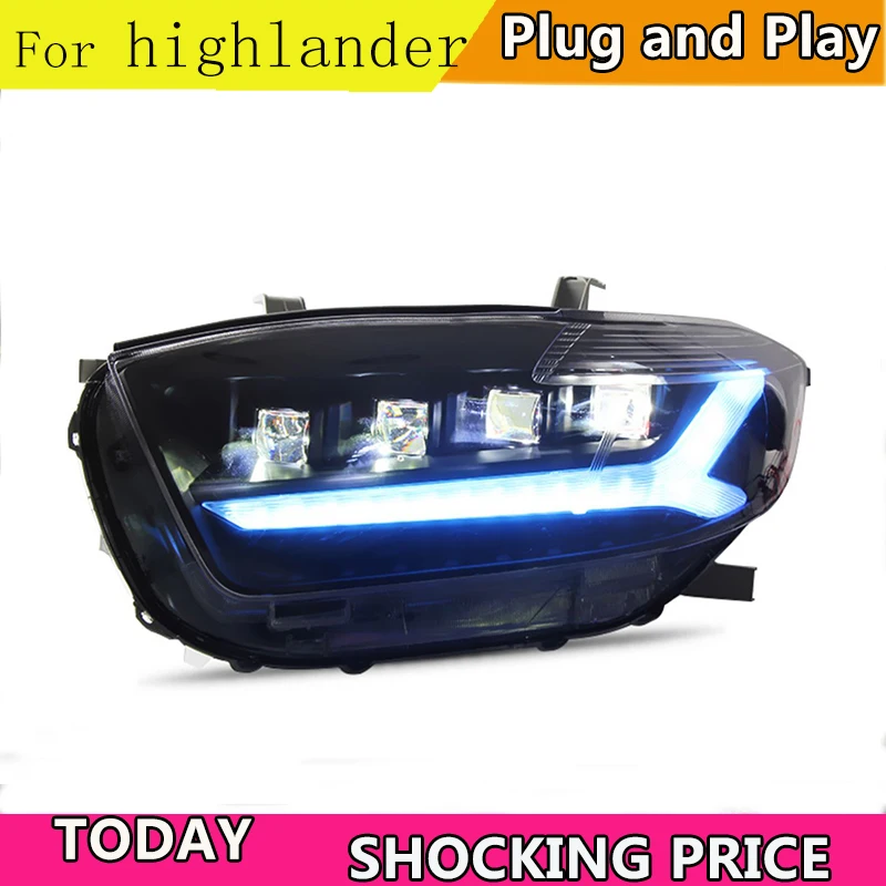 Car Styling-for-Toyota Highlander Headlights 2009-2011 Head Light DRL Lens Double Beam H7 HID Xenon bi