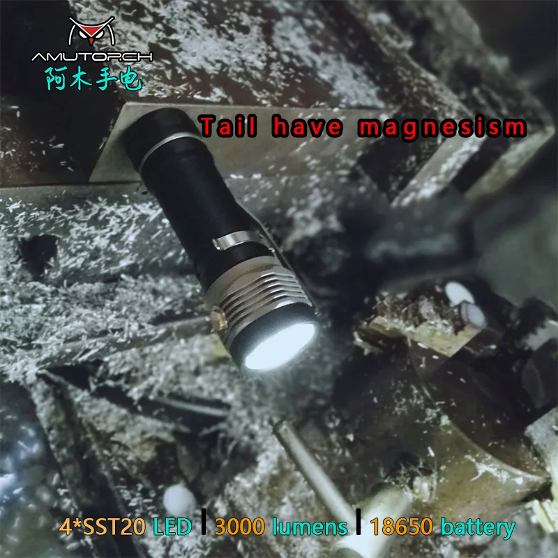 Amutorch новейший AX4 4x SST20 4000 лм 5 режимов плавное затемнение мощный 18650 EDC фонарик