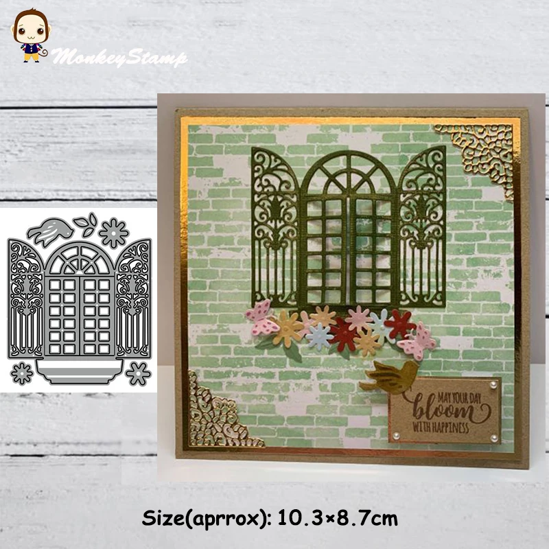 Обезьяна коттедж окно металлические штампы трафареты для сделай сам Скрапбукинг