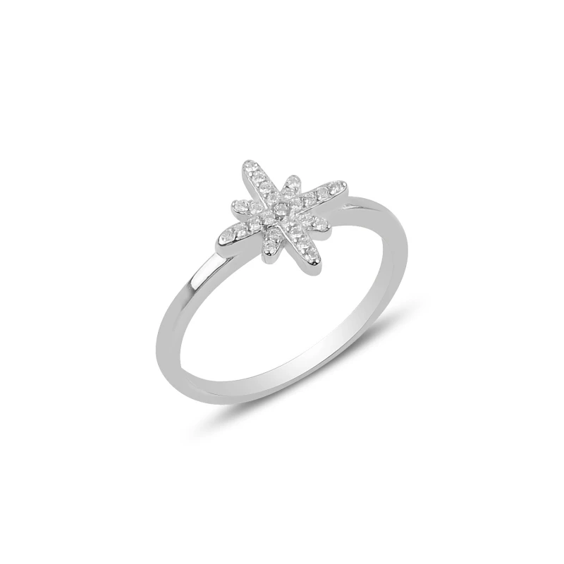 

Silverlina Silver Zircon Stone North Star Ring
