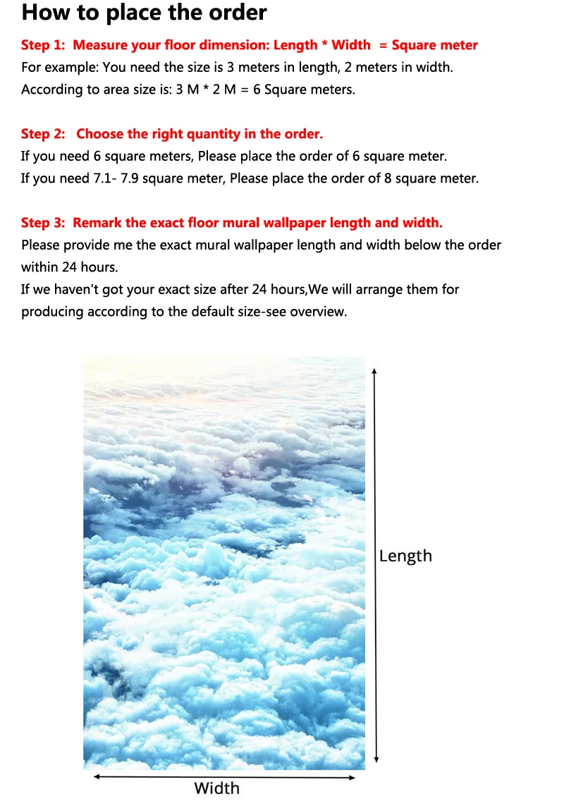 Custom PVC Waterproof Blue Sky White Clouds Floor Wallpaper Murals Home Decor for athroom Kitchen 3D Sticker Backdrop | Обустройство