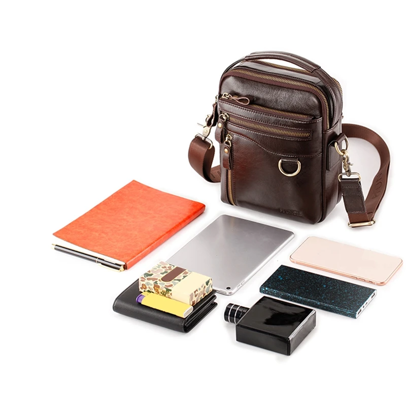 PI UNCLE Men's Brand Leather Messenger Bag Casual Shoulder Multifunctional Handbag Business Small Backpack | Багаж и сумки