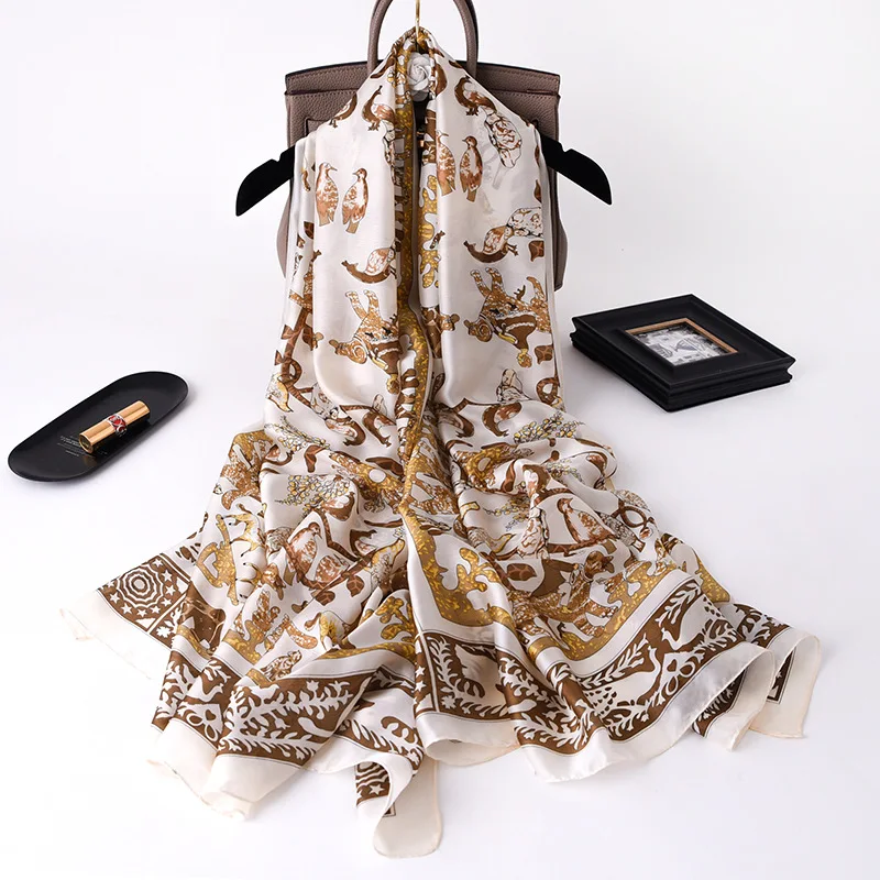 

Новинка 2021, брендовые шелковые шарфы, летние женские шали и палантины, хиджабы с принтом, шарфы, фуляр, Женская Пашмина, пляжные палантины, мо...