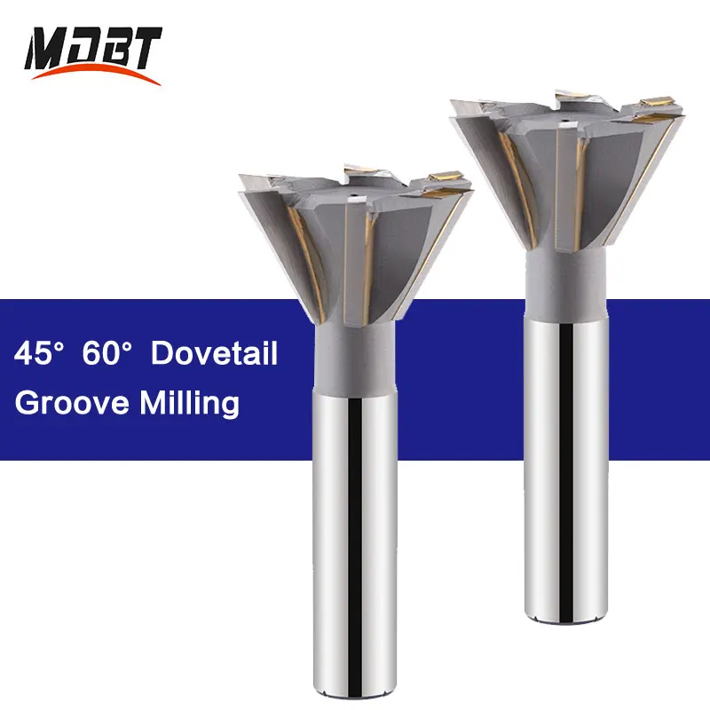 1PC 45/60 Degrees YG8 Dovetail Groove Milling Hard Alloy Milling Cutter Processing Copper Aluminum Cast Iron Diameter 16-60mm