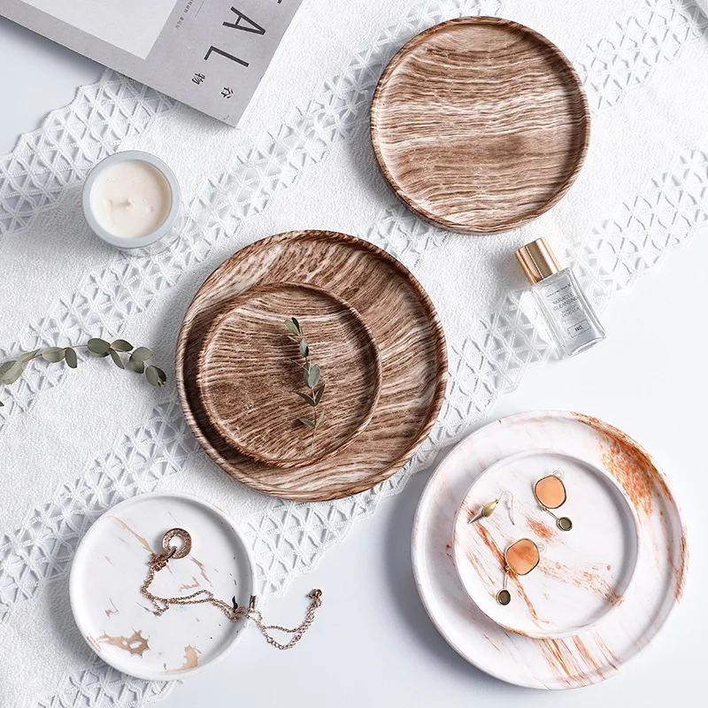 

Мраморный керамический поднос для хранения, тарелка для демонстрации ювелирных изделий, органайзер для косметики, настольный поднос для ме...