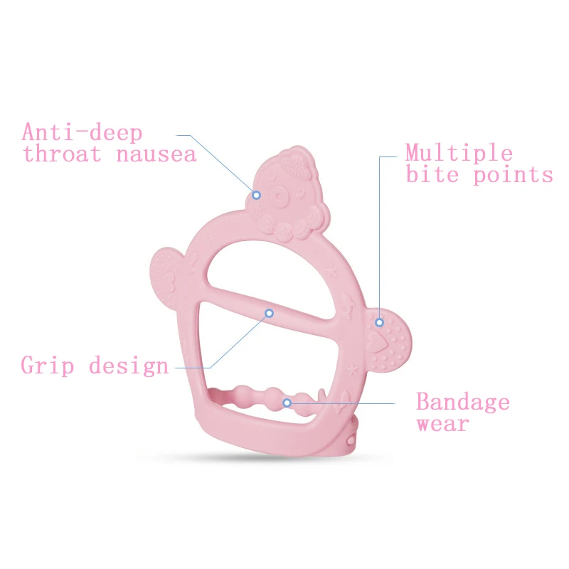 Pulsera de silicona para beb&eacute;, mordedor de 3 colores con dise&ntilde;o de vendaje, productos de dentici&oacute;n para beb&eacute;, juguete el&aacute;stico duradero, 1 pieza-5
