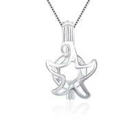 cluci wholesale 3pcs women 925 sterling silver starfish pearl cage locket necklace pendant jewelry sc008sb
