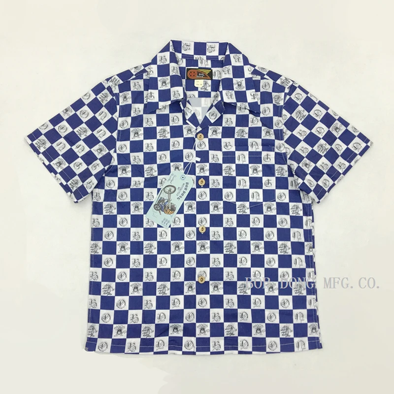 Сильный удар Винтаж Боб мужские клетчатые гавайская рубашка с рисунками