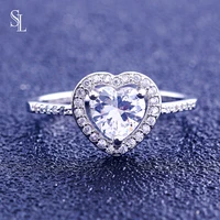 sl romantic classic heart wedding ring white cubic zirconia 925 silver engagement women rings fine jewelry