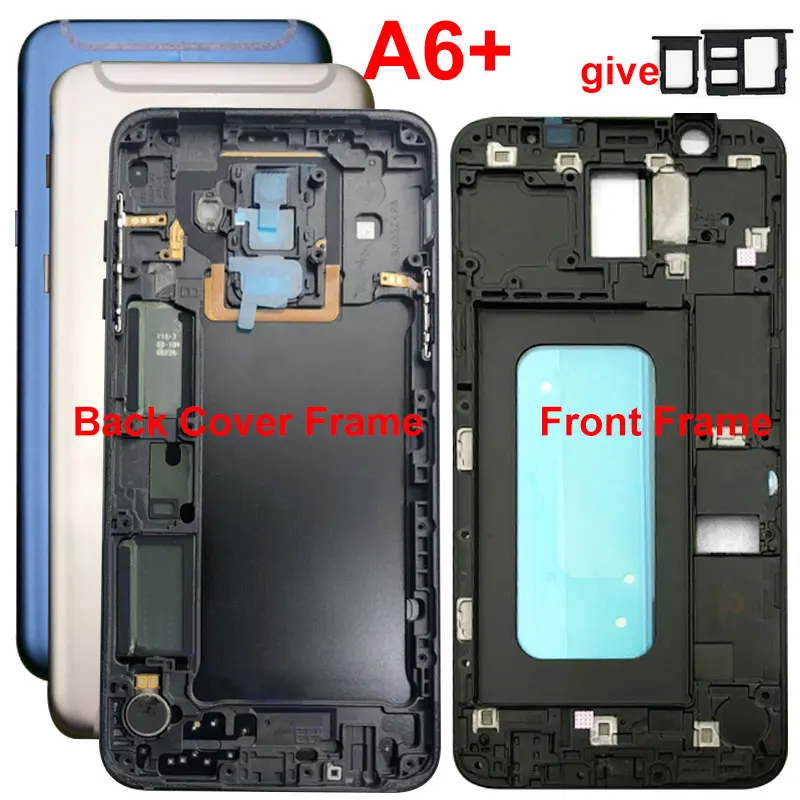 Для Samsung Galaxy A6 Plus + A605 A605F средняя передняя рамка полный корпус задний держатель